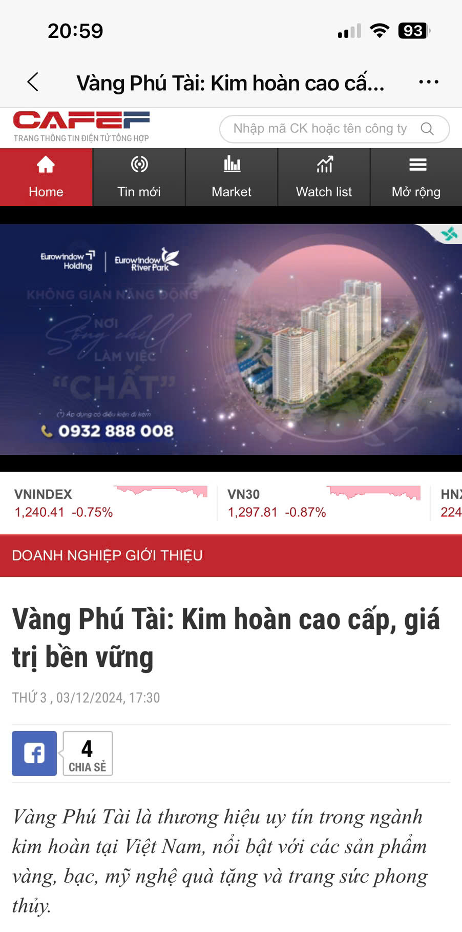 Thư chúc tết của Giám đốc Công ty Vàng Phú Tài
